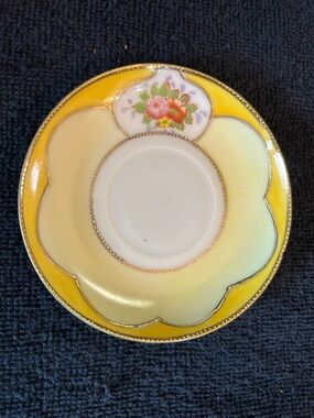 Vintage Ardalt Small Yellow Floral Porcelain Saucer Occupied Japan Pattern #6075